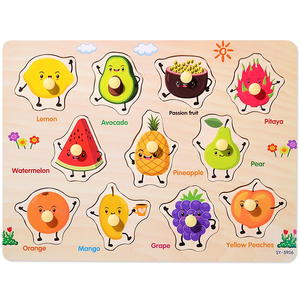 Wooden Puzzles for 3 Year Old Montessori Preschool Toys for baby & Toddlers, Early Education Games Wooden Toy 3+ Gift for Boy or Girl. (Fruit)