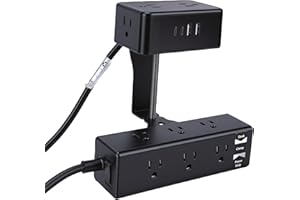 Xiuganpo Dual Layer Desk Clamp Power Strip, 17 in 1 Surge Protector with 13 AC Outlets 4 USB Ports 20W USB C, 2m Extension Co