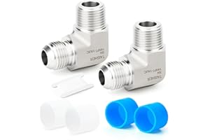 TAISHER 2PCS Forging of 304 Stainless Steel 90 Degree Elbow JIC Flare Tube Fittings, 1/4" JIC Male x 1/4" NPT Male, Half Union