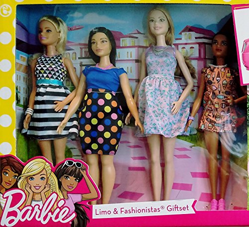 barbie limo and 4 dolls