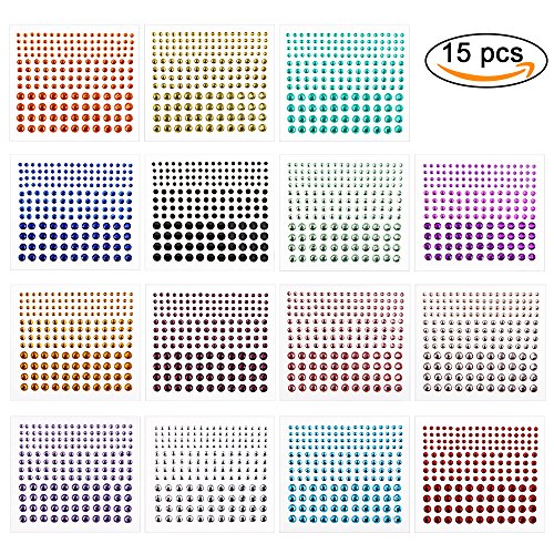 Rhinestone Stickers,Self-Adhesive Rhinestones,DIY Self Adhesive Gem Rhinestone Embellishment Stickers,Ideal for Face,Body,Carnival,Crafts&Embellishments (15 Sheets) - Thumbnail 7