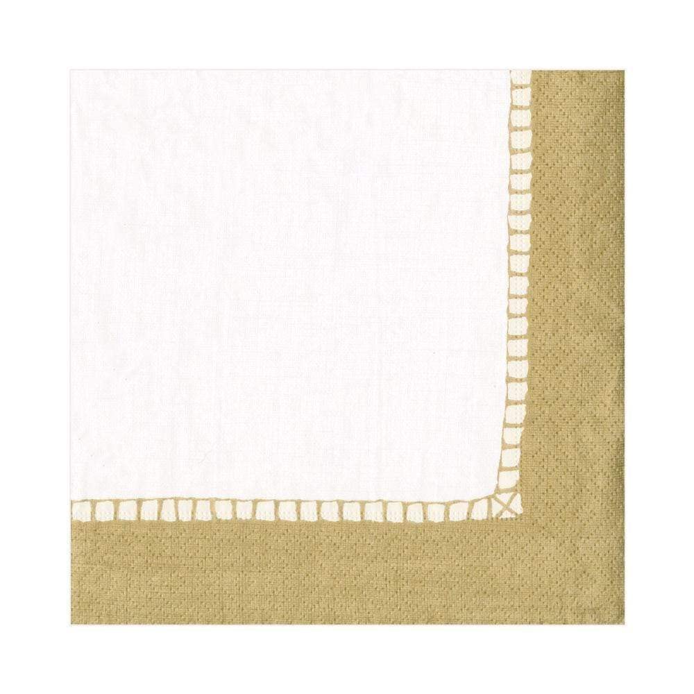 Entertaining with Caspari Linen Border Gold, Luncheon Napkin, Pack of 20