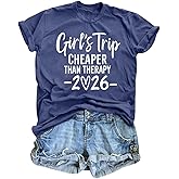 Girls Trip Cheaper Than Therapy Shirt Womens Funny Letter Print Short Sleeve Tshirt Casual Vacation Traveler Tee Tops
