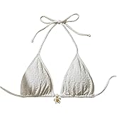 Milumia Floral Halter String Triangle Bikini Top for Women Bathing Suit Swim Top