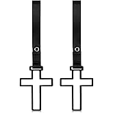 Canchiing 2 Pcs Cross Car Handle Straps Drift Charm Decor Cross Rear Bumper Warning Ring loops for Auto Bus Christian