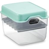 DASH MultiMaker Mini System Removable Plate Storage Case - Plate Organizer with Lid - Stackable Countertop or Cabinet Organizer Storage for Removable Plates - Aqua