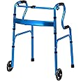 Goplus 3-in-1 Stand-Assist Folding Walker with 5" Wheels, Heavy Duty Walking Mobility Aid Supports up to 440lbs, Can be Used as Toilet Safety Rail, Narrow Drive Walkers for Seniors Elderly Adult