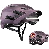 Bike Helmet, Helmets for Adults Men, Front and Back LED Lights Safe Certified MTB Road Bicycle Helmet with Adjustable Brim