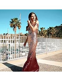 Ever-Pretty 08999 - Vestido de noche para mujer, champán, dorado, lentejuelas, sirena, vestido de graduación