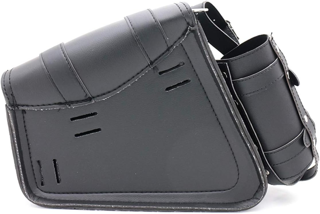 evomosa Universal Motorcycle Saddle Bags PU Leather Side Tool Bags for Motorbike Saddle Bag, Black, Recht - Image 4