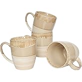 Bosmarlin Ceramic Coffee Mug Set of 4, 17 Oz, 5 Colors to Choose, Tea Cups, Dishwasher and Microwave Safe, Reactive Glaze (Brown Grey)