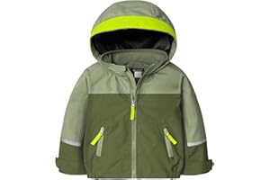 GEMYSE Toddler Rain Jacket Water-Repellent Toddler Boys Kids Rain Coat Lightweight Hooded Windbreaker Outwear Jacket