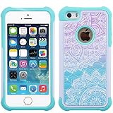 UrSpeedtekLive iPhone 5s Case, iPhone SE Case, [Shock Absorption] Dual Layer Hybrid Defender Protection Rhinestone Crystal Bling Cover Case for iPhone SE/5/5S - Mandala