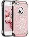 iPhone SE Case, iPhone 5S Case, BENTOBEN iPhone 5 Case 2 In 1 Glitter Bling Hybrid Hard PC Cover Coat Shiny Faux Leather Shockproof TPU Bumper Protective Phone Case for Girls iPhone 5S/SE/5, Rose Gold
