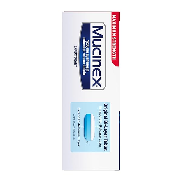 MUCINEX 12 HOUR MAXIMUM STRENGTH 1200 MG GUAIFENESIN EXTENDED-RELEASE TABLETS FOR EXCESS MUCUS RELIEF, EXPECTORANT AIDS EXCESS MUCUS REMOVAL, CHEST CONGESTION RELIEF FOR ADULTS, 48 TABLETS