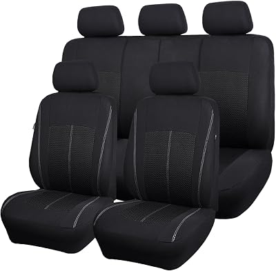 Flying Banner Black Jacquard Car Seat Covers Full Set Airbag Compatible