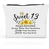 FBCCZEY Funny 13th Birthday Gifts for Girls Sweet 13 Gifts Makeup Bag, Happy Anniversary 13th Birthday Party Decorations for Girls Makeup Pouch, Birthday Gifts for 13 Year Old Girls Cosmetic Bag
