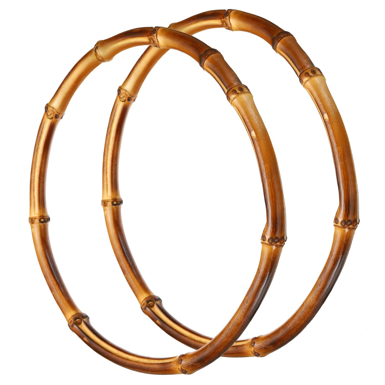 PATIKIL 8 Inch Bamboo Purse Handles, 2 Pcs Round Replacement Handmade Rings for Tote Bag Purse Making Decorations, Brown