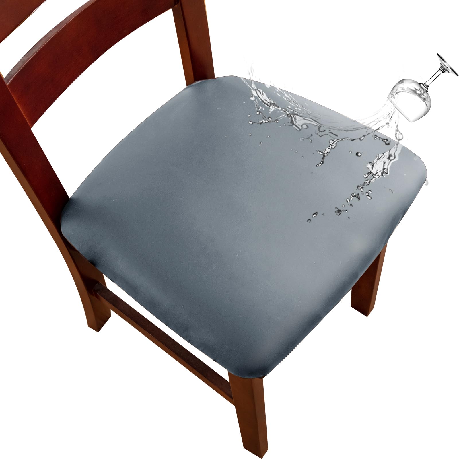 Photo 1 of Genina Waterproof PU Leather Seat Covers for Dining Chairs,Chair Seat Covers Set of 4, Stretchable Dining Room Chair Seat Covers for Chair Protector Slipcover for Kitchen