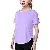 JOCMIC Girls Athletic Shirts Short Sleeve Quick Dry T-Shirt UPF 50+ Basic Tee Tops for Kids Teens Sports Activewear