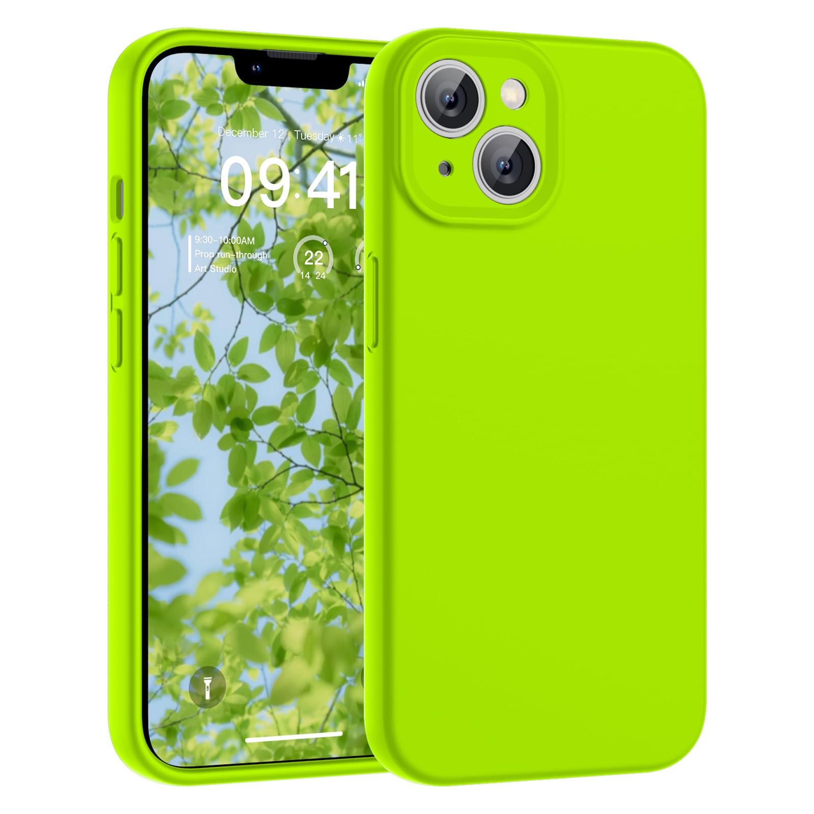 Photo 1 of SUPFINE Designed for iPhone 13 Case,Premium Liquid Silicone with [Soft Anti-Scratch Microfiber Lining][Upgraded Camera Protection] Slim Shockproof Phone Case for Men Women Girls,Fluorescent Green