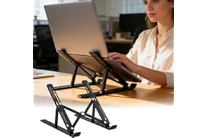 Portable Laptop Cooling Stand with Storage Bag, Ergonomic Adjustable Laptop Riser, 18 Inch Foldable Notebook Mount, Durable N