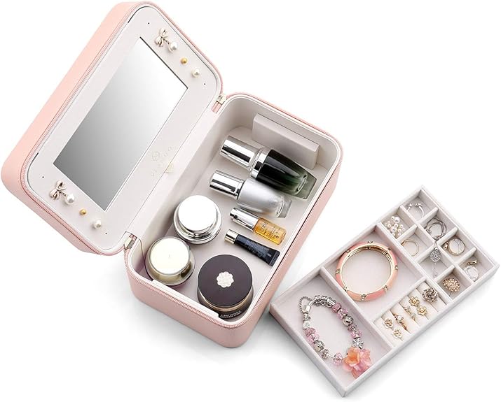 Vlando Jewelry Box Jewellery Box Organiser Travel PU Leather 3 Layers