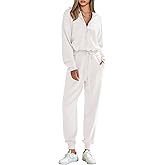 PRETTYGARDEN Women's 2 Piece Sweater Set Pullover Zip Up Sweatshirt Jogger Sweatpants Tracksuit Casual Outfit