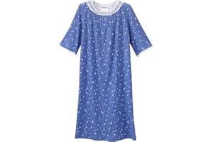 Silverts Women's Open Back Nightgown Lace Trim Assisted Dressing Adaptive Sleepwear