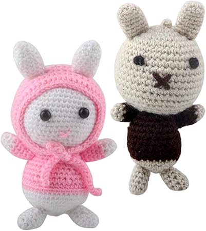 Amazon Co Jp 2セット ウサギ 黒 ピンク 動物 あみぐるみ かぎ針編みキット 学校教材 子供 初心者 おもちゃ
