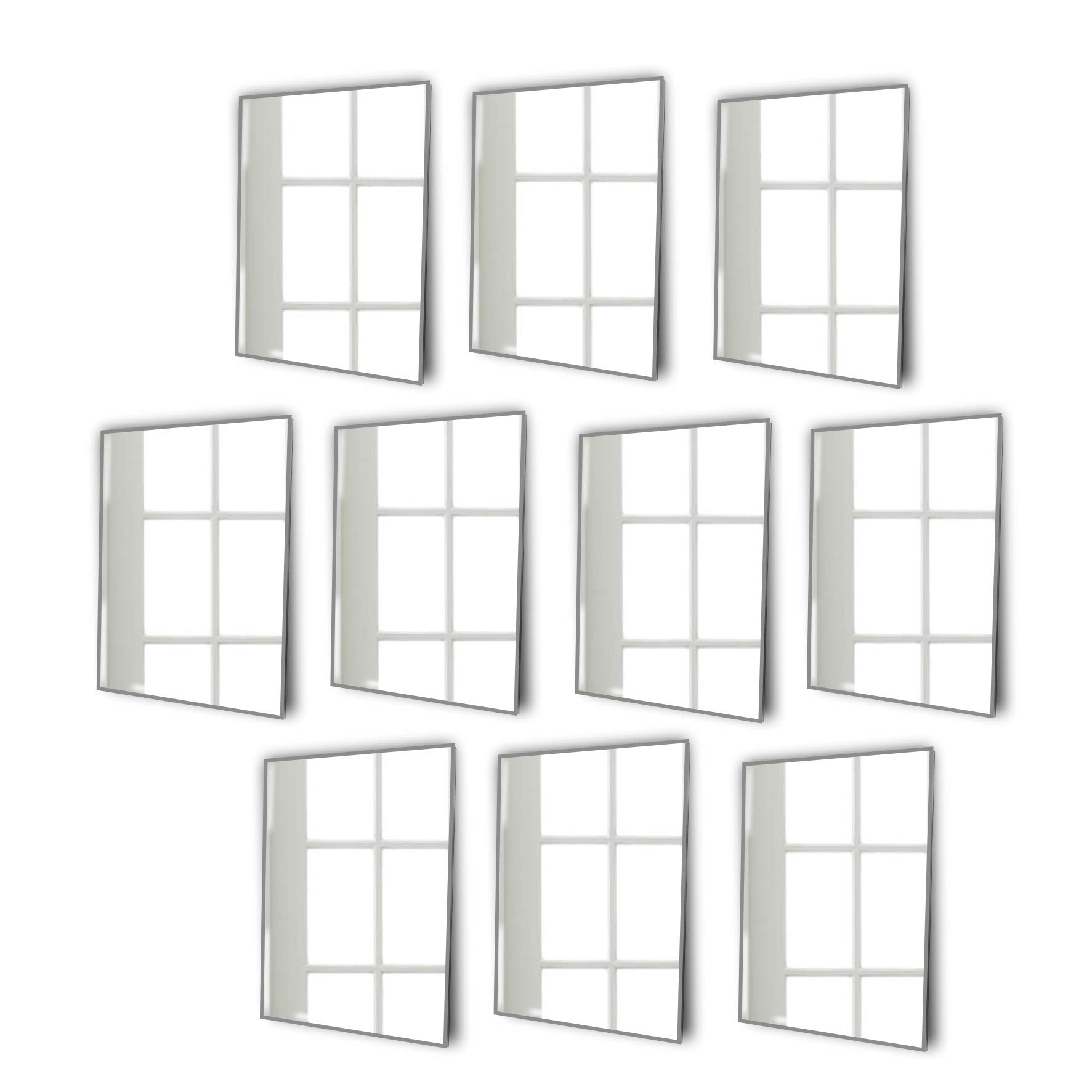 Pack of Rectangle Wall Mounted Acrylic Bathroom Mirrors: Frameless, Easy to Stick, Strong, Lightweight