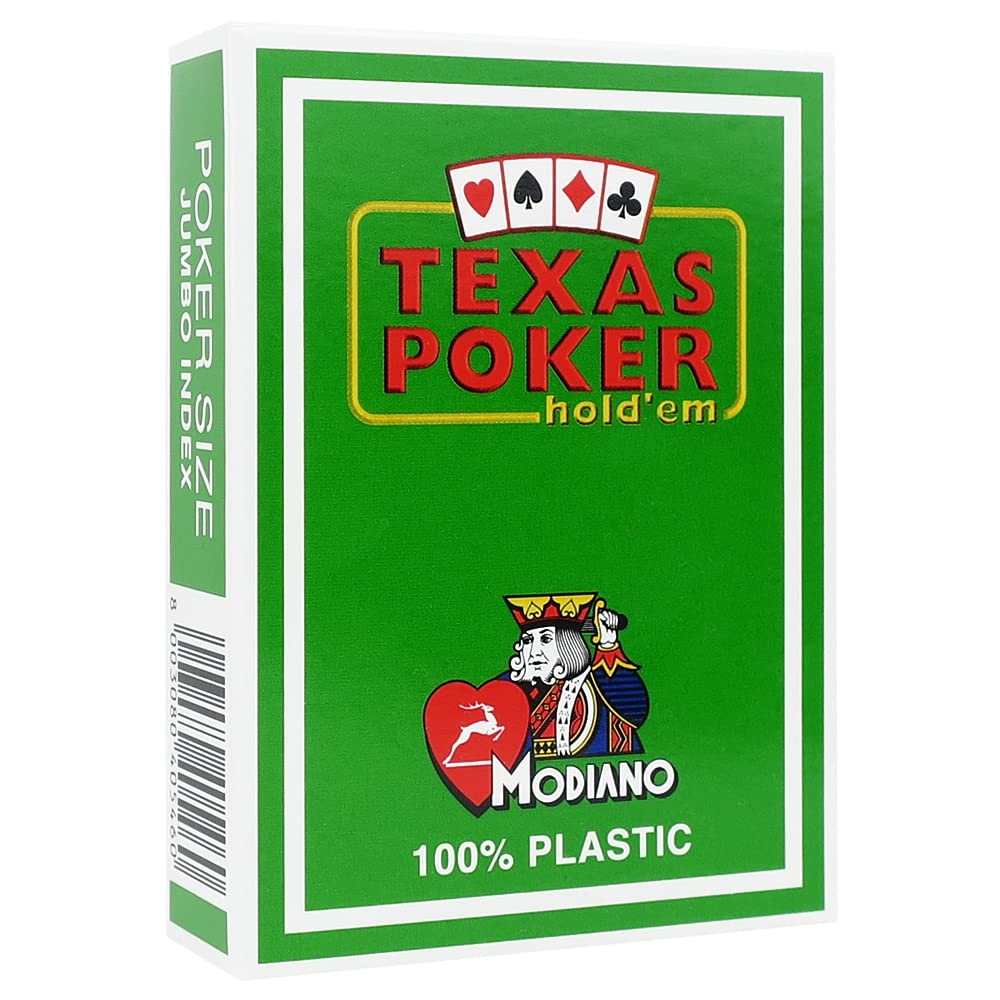 Modiano - Light Green Texas Hold'em Poker 100% Plastic Playing Cards, 2 Corner, Jumbo Index