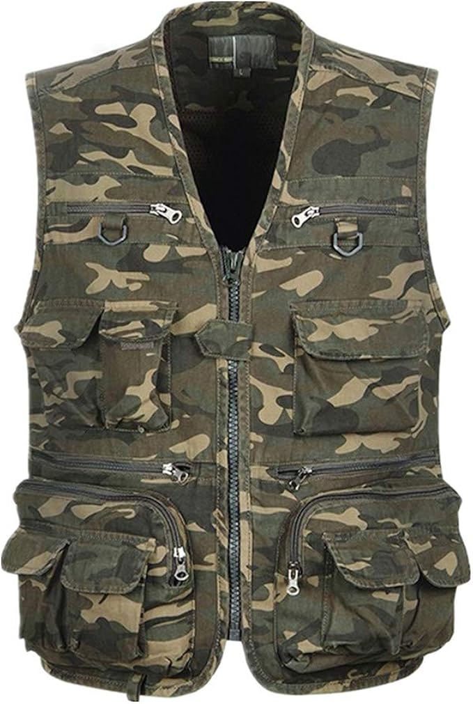 Men Camouflage Fishing Hunting Vest Cargo Outdoor Game Outwear