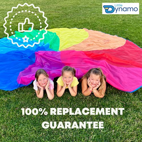 Little Dynamo Parachute Toys for Kids with 8 Handles 12ft Gym Class Rainbow Color Parachute