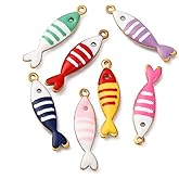 KitBeads 50Pcs Random Sardine Fish Charms Stainless Steel Sea Life Ocean Aniaml Charms for Jewelry Making Bracelets Earrings Necklaces Crafts