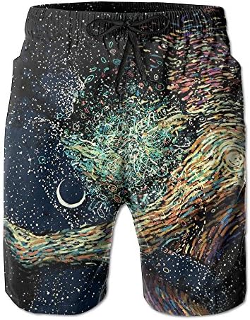 KfjTA Adult Trippy Painting Naked Galaxy Quick-Dry Summer Beach Board Shorts Casual Bathing Suits For Man
