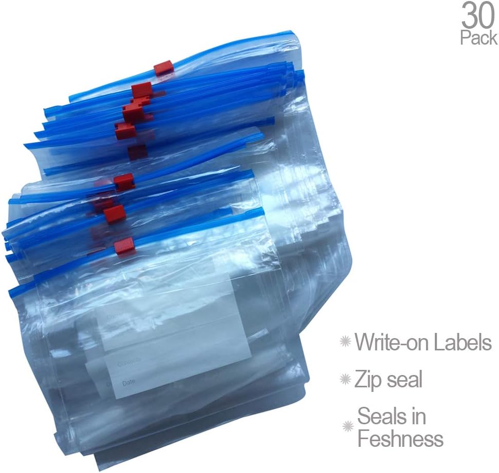 30 Food & Freezer Bags with Zip Lock PRESERVES Freshness Amazon.co.uk