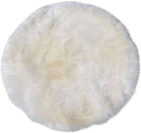 Lammfell Teppich Kreis Weiss Lange Wolle Merino Schaffell Echtfell