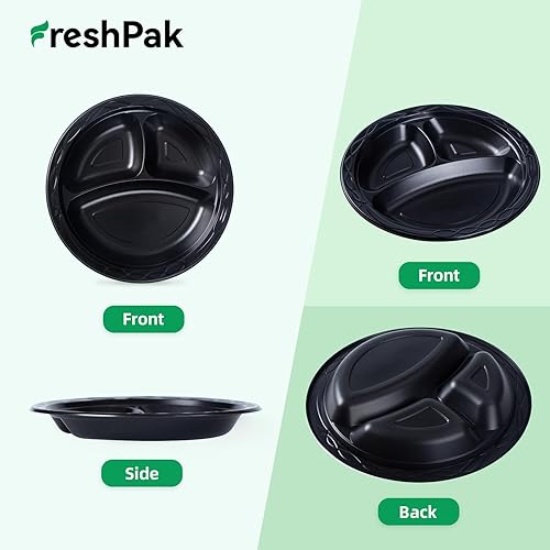 EKOSAVOR Plastic Plates BPA Free 9" 150 Pack - Shrink Wrapped Mineral Filled PP | Microwave Safe