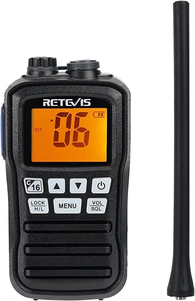 Retevis RM01 VHF Marine Radio, VHF Handheld Radio, Floating Vibration 88 Channels, IP67 Walkie Talkie Waterproof, Ship to Shore Radio for Kayaking Fishing Boating (1 Pack)