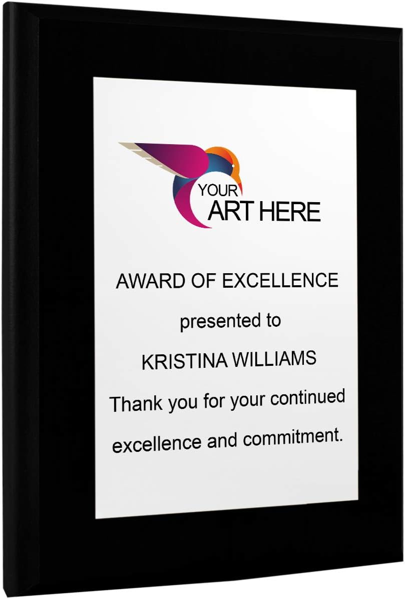 Plaques & Wall Art - Custom Aluminum Metal Award Plaque with Full Color Printing - Include Photos Or Logos and Your Personal Text (6 x 8