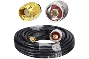 YOTENKO WiFi Antenna Extension Cable N Male to RP-SMA Male Low Loss Coax Pigtail Cable RG58 5M/16.4Ft for 3G/4G LTE Ham WiFi Repeater LoRa Antenna/Bobcat Miner/Helium HNT Hotspot Miner/Lightning Arrester