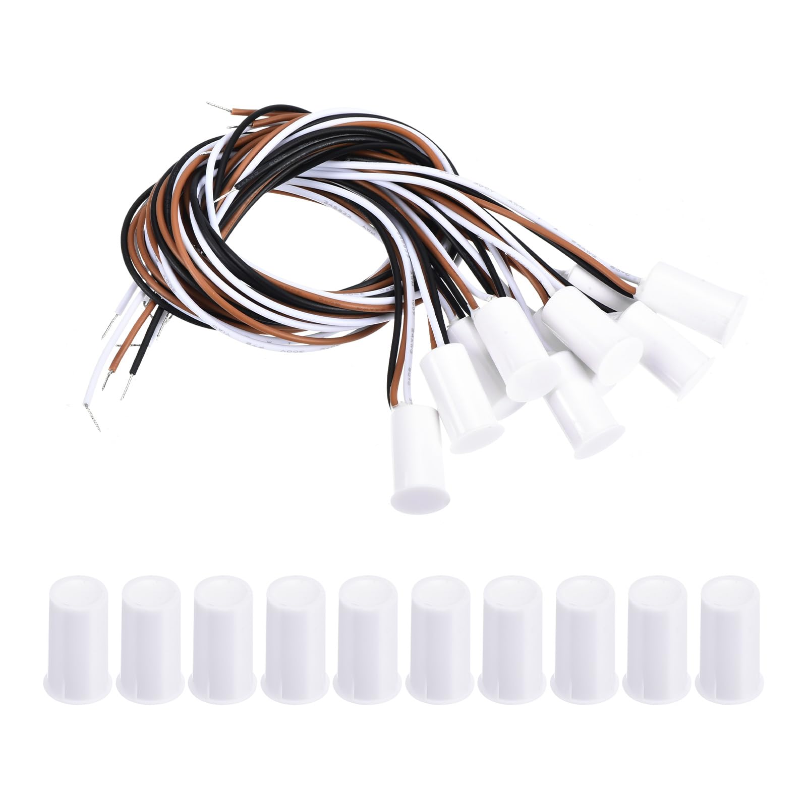 PATIKIL Magnetic Reed Switch, 10 Pack NO NC Ring Alarm Contact Sensor Wired Recessed Door Sensor Window Contact Switch for Alarm System, White