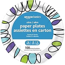 Amazon Basics Ultra Paper Plates, 10 Inch, Disposable, 100 Count