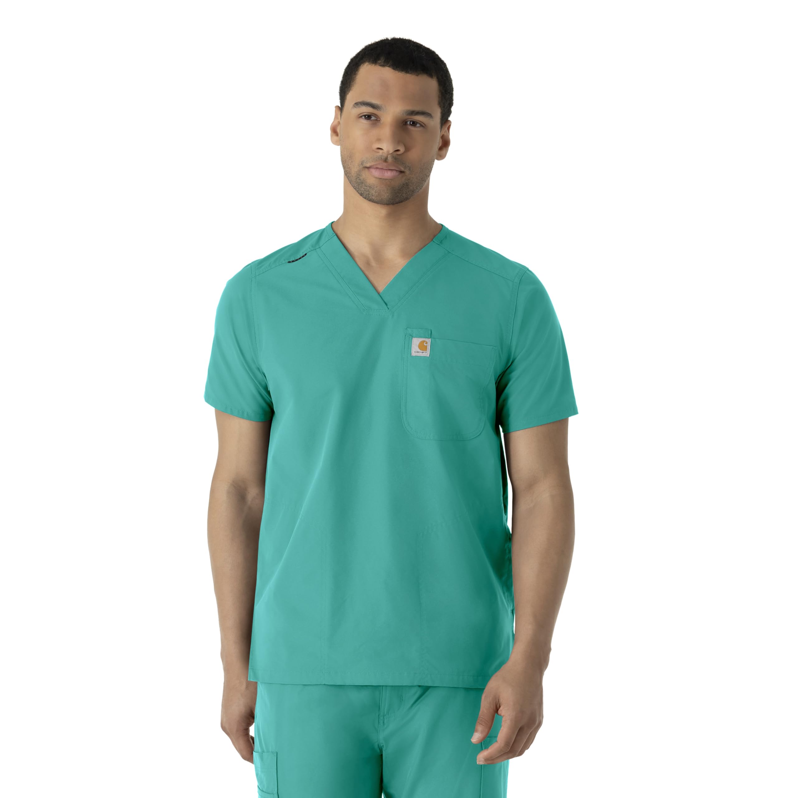 Carhartt Force Essentials Men’s Modern Fit V-Neck Scrub Top – Teal Blue, 4X