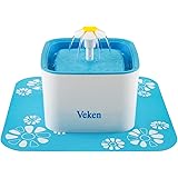 Veken Pet Fountain, 84oz/2.5L Automatic Cat Water Fountain Dog Water Dispenser with 3 Replacement Filters & 1 Silicone Mat fo