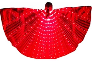 BFYDOAA Belly Dance Wings, Kids LED Glow Light Up Isis Wings with Telescopic Flexible Stick for Stage Festival and Party,57.08 in