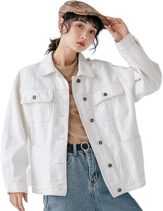 Amazon 100 綿 女性の白いデニムジャケット Ja42 コート ジャケット 通販