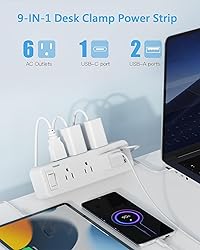 Desk Clamp Power Strip with PD 20W USB C, Desktop