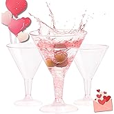 Liacere 24 Pack Pink Plastic Martini Glasses 6.25oz Disposable Cocktail Glasses Margarita Glasses Plastic Cocktail Glasses Perfect for Wedding & Party & Birthday & Mother's Day & Valentine’s Day